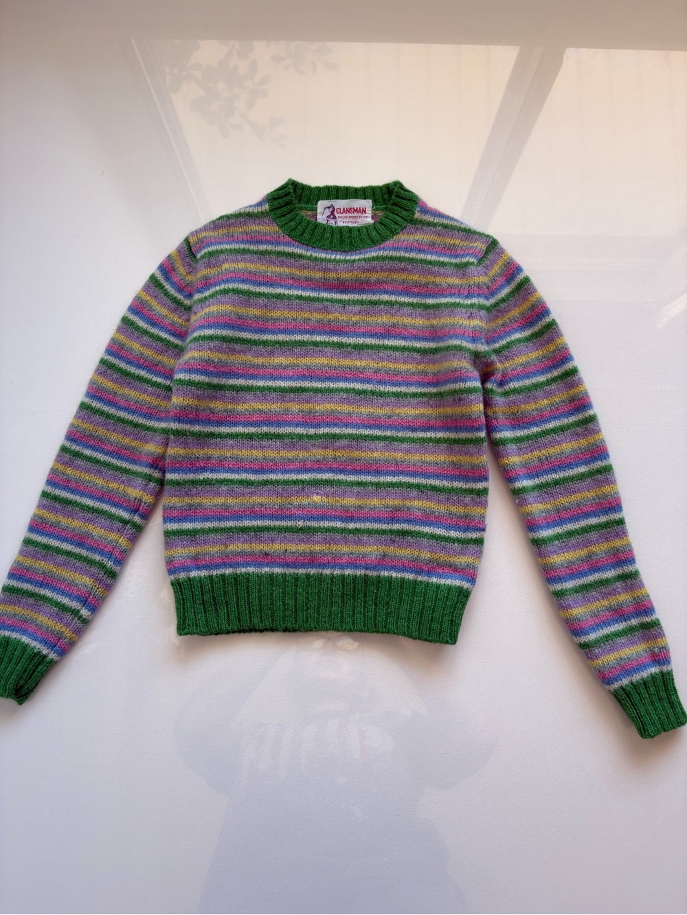 Vintage Clansman Scottish Shetland Wool Striped Sweater Size 30